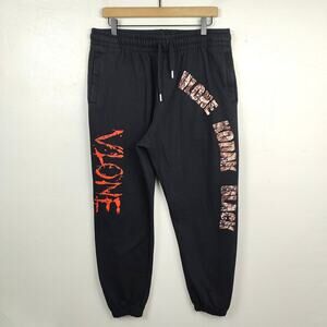 Vlone x Kodak Black Zombie Joggers Mens Large Black‎ Fleece Tapered Sweatpants